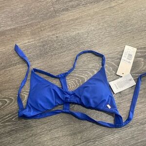 Roxy Blue Bikini Top Padded Cups Triangle Halter Swimsuit Separates XS New 4/25